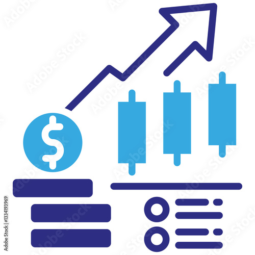 Stock Market icon in Glyph Dual Color Style. Simple Vector Design. Simple Vector Glyph Icon