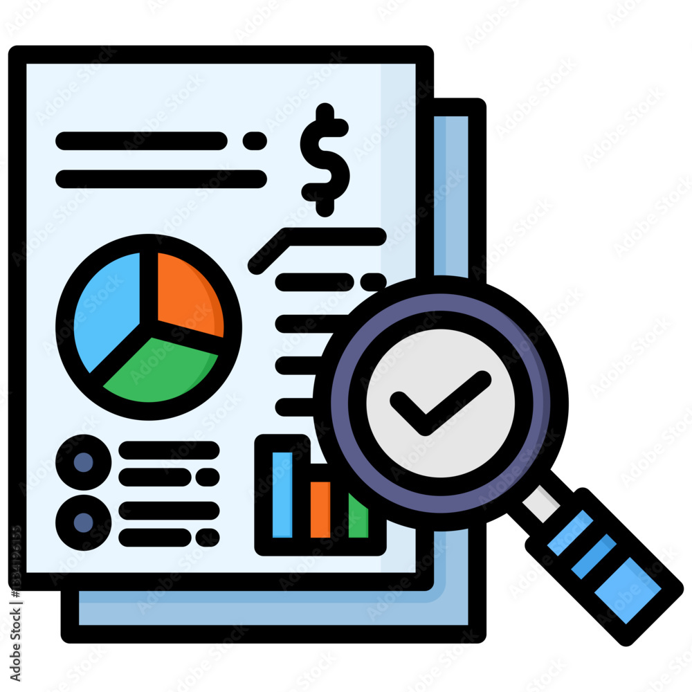 Analysis icon in Flat Color Style With Outline. Simple Vector Design. Simple Vector Flat Icon Analysis icon in Flat Color Style With Outline. Simple Vector Design. Simple Vector Flat Icon