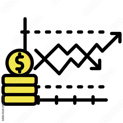 Volatility icon in Flat Color Style With Outline. Simple Vector Design. Simple Vector Flat Icon