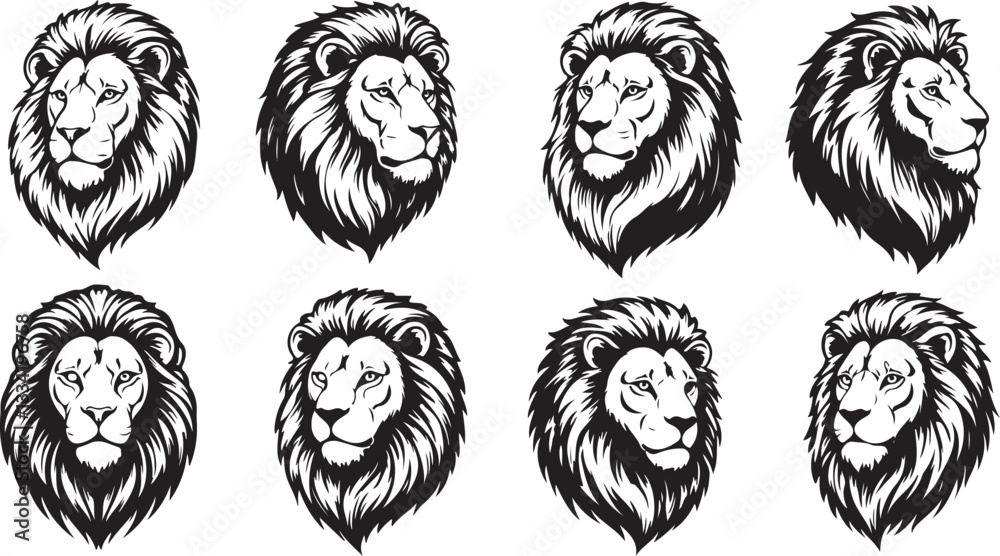 Fototapeta premium Lion head silhouette vector art illustration