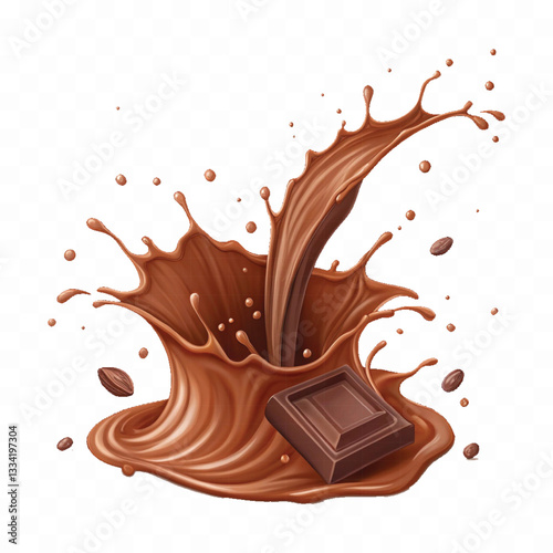 abstract 3d liquid chocolate splash in crown style isolated on white background