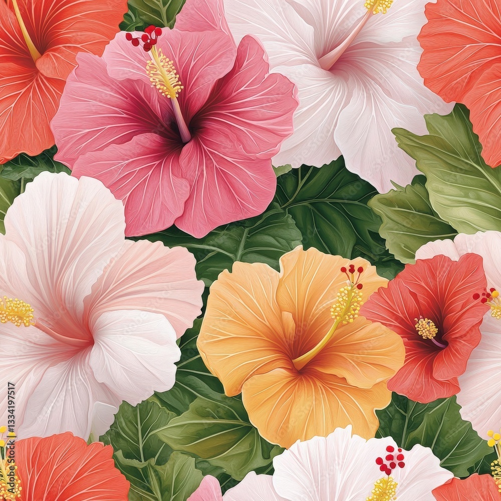 custom made wallpaper toronto digitalLovely bunch of pink and orange hibiscus flowers displaying their tropical charm against a bright background