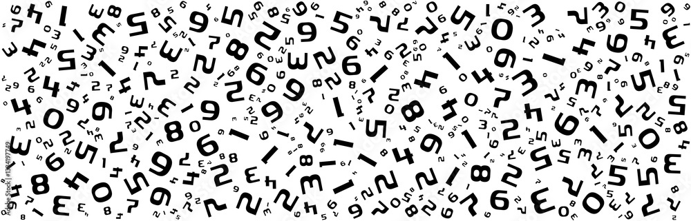Abstract Background with Scattered Black Numbers on White Typographic Design for Education and Creativity. Abstract Background with Scattered Black Numbers on White Typographic Design for Education and Creativity.