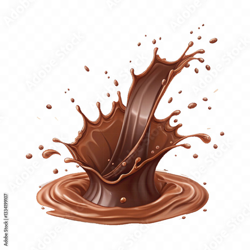 abstract 3d liquid chocolate splash in crown style isolated on white background