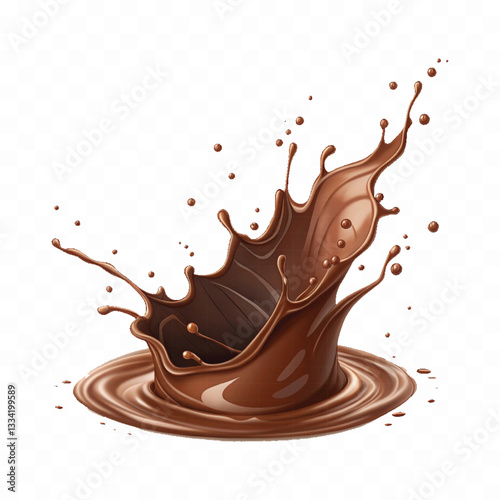 abstract 3d liquid chocolate splash in crown style isolated on white background