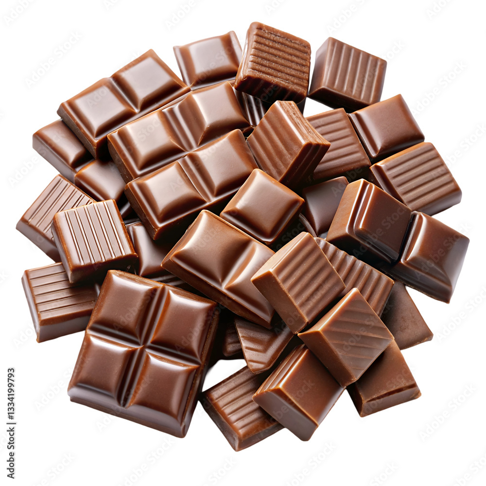 Split chocolate pieces isolated on transparent background
Split chocolate pieces isolated on transparent background