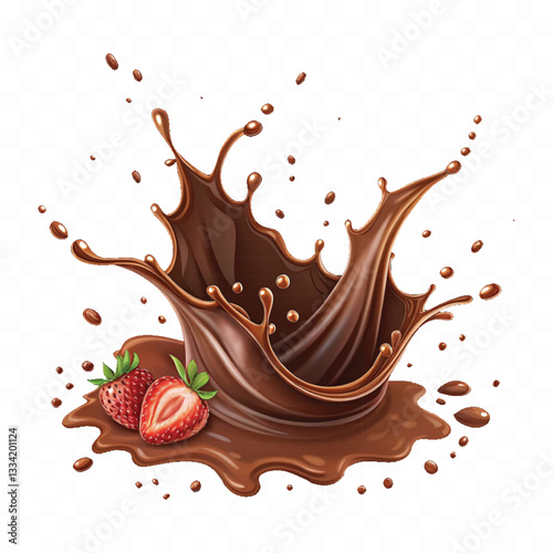 abstract 3d liquid chocolate splash in crown style isolated on white background