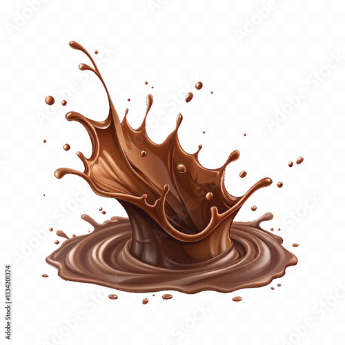 abstract 3d liquid chocolate splash in crown style isolated on white background