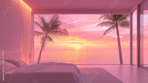 Coastal bedroom with stunning sunset views