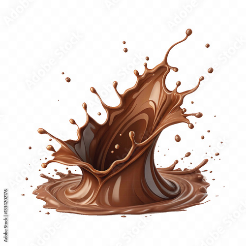 abstract 3d liquid chocolate splash in crown style isolated on white background