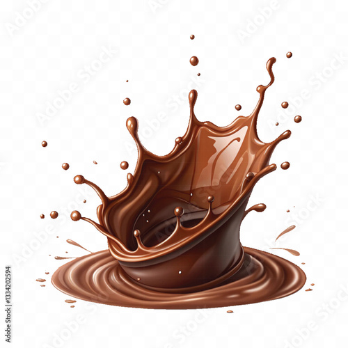 abstract 3d liquid chocolate splash in crown style isolated on white background