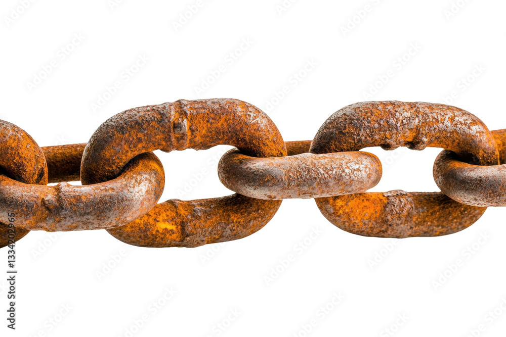 Isolated Detailed View of Old Rusty Iron Chain, Grunge Style Isolated Detailed View of Old Rusty Iron Chain, Grunge Style