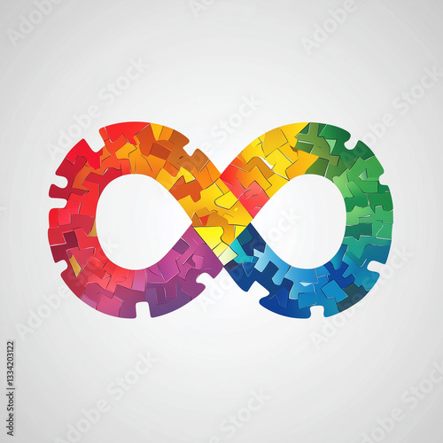 World autism awareness day background. Rainbow colored infinity symbol of autism disorder, adhd, neurodiversity