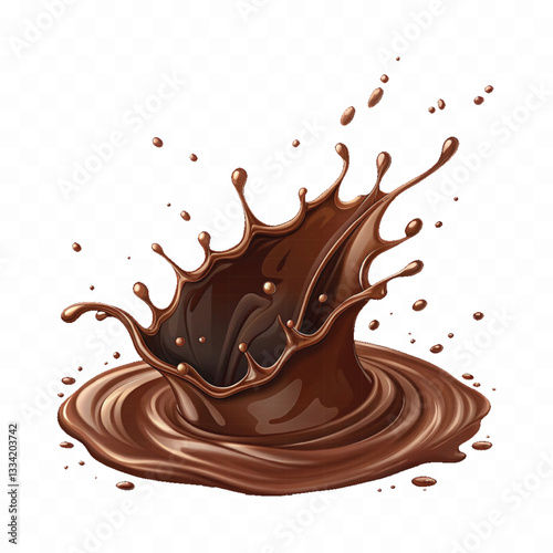 abstract 3d liquid chocolate splash in crown style isolated on white background
