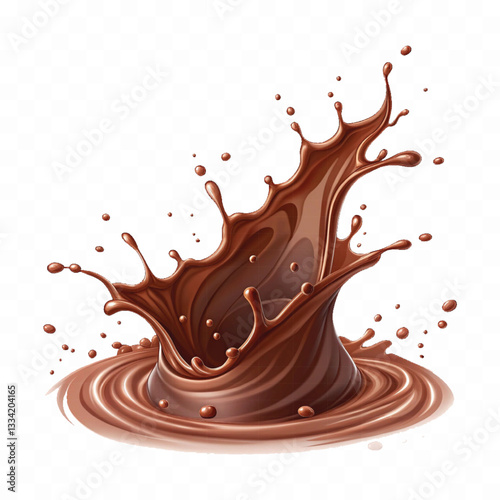 abstract 3d liquid chocolate splash in crown style isolated on white background