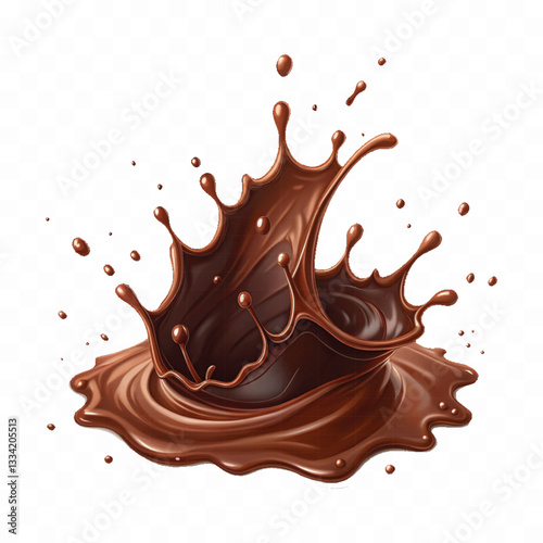 abstract 3d liquid chocolate splash in crown style isolated on white background