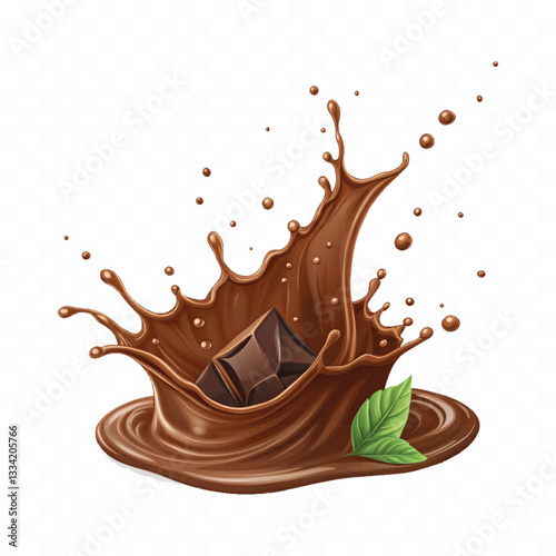abstract 3d liquid chocolate splash in crown style isolated on white background