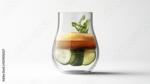 Layered juice, cucumber, mint, studio shot photo