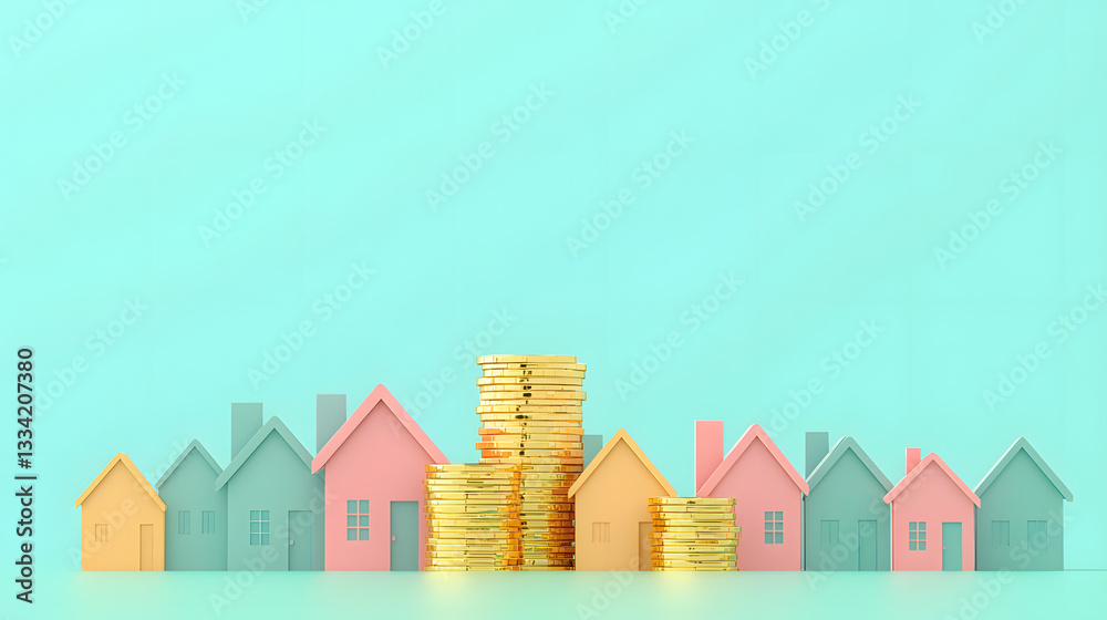 Houses and a stack of gold coins, symbolizing real estate investment and wealth growth. The image reflects the concept of property ownership, financial stability, and building wealth through assets.
Houses and a stack of gold coins, symbolizing real estate investment and wealth growth. The image reflects the concept of property ownership, financial stability, and building wealth through assets.