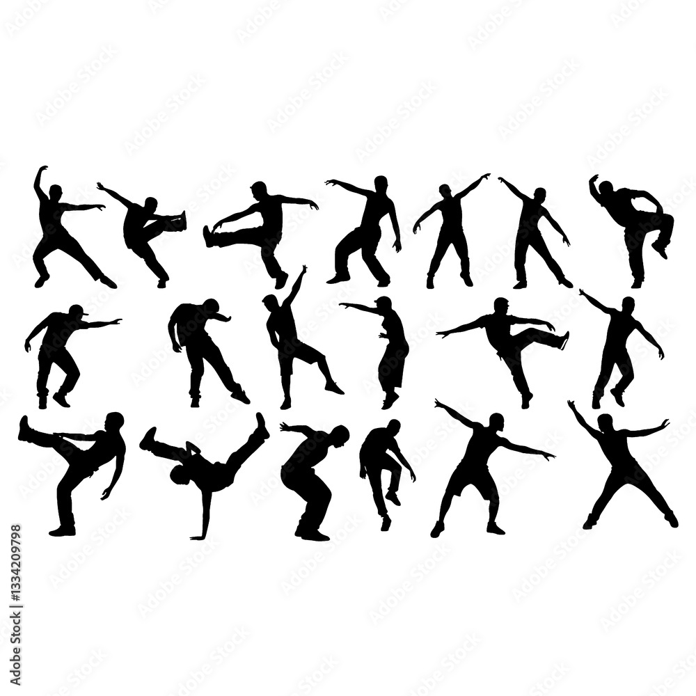 illustration silhouettes of expressive dance colorful group of people dancing. Jazz funk. hip-hop. house dance. Break dance.Dancer jumping illustration silhouettes of expressive dance colorful group of people dancing. Jazz funk. hip-hop. house dance. Break dance.Dancer jumping