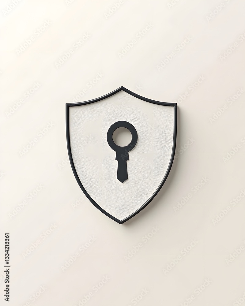 Minimalist shield emblem featuring a keyhole design, symbolizing security and protection in digital contexts Minimalist shield emblem featuring a keyhole design, symbolizing security and protection in digital contexts