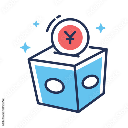 Ready to use line icon showing donation box