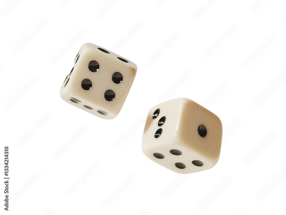 Isolated Two Six-Sided Dice Showing Different Numbers Isolated Two Six-Sided Dice Showing Different Numbers