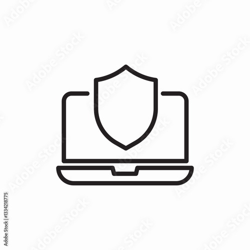 laptop shield icon sign vector
