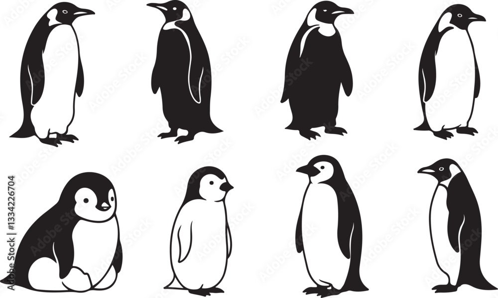 Fototapeta premium penguin silhouette vector illustration art