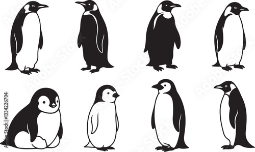 penguin silhouette vector illustration art
