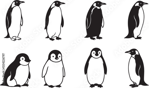 penguin silhouette vector illustration art