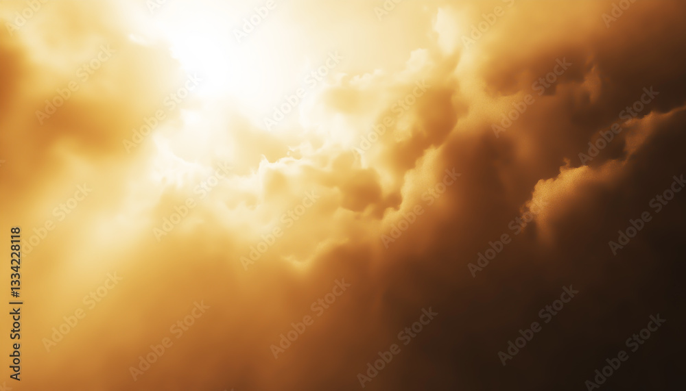 Sunbeam Symphony – Rays of sunlight breaking through thick clouds.   Generative AI.