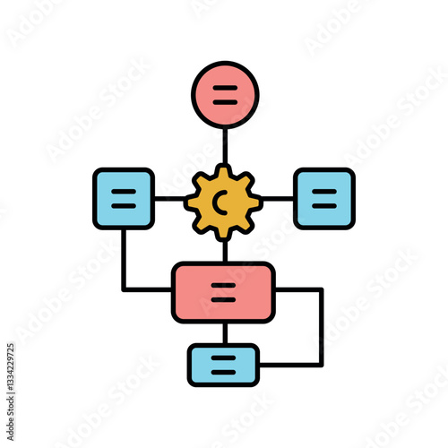 Algorithm color flat icon.