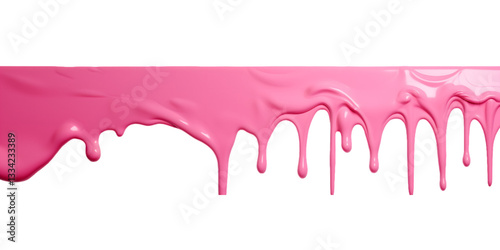 A smooth pink paint effect drips from the top of the image against a black and red backdrop. Transparent background, cut out, clipart PNG 3D Digital Art.	