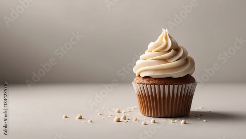 Delicious Vanilla Cupcake with Frosting – Minimalist Dessert Photography
