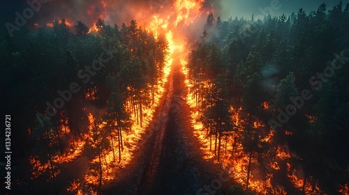 Raging Flames and Lush Regrowth   The Balance of Destruction and Renewal in Nature s Cycle photo