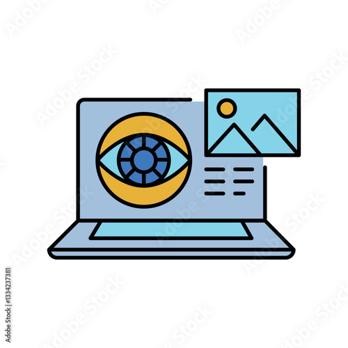 Computer Vision color flat icon.