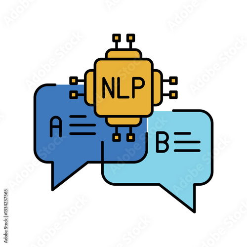 Natural Language Processing, NLP flat color icon.