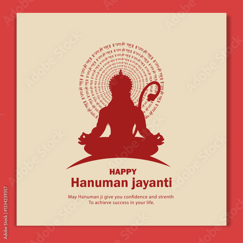 Hanuman Jayanti Greeting with Meditating Lord Hanuman Silhouette