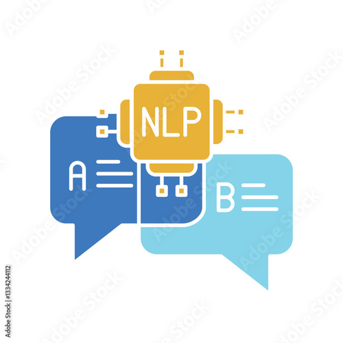 Natural Language Processing, NLP flat color icon.