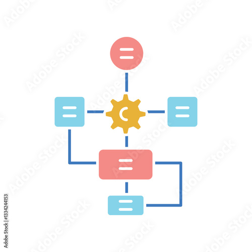 Algorithm color flat icon.