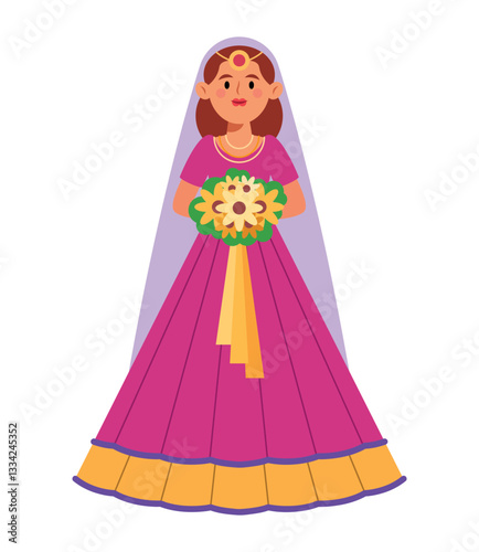 Indian Bride Holding Flowers