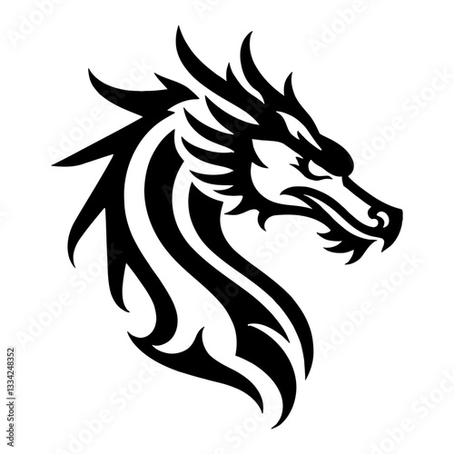 Wallpaper Mural Elegant Professional Dragon Full Body Silhouette Black and White Outline Line Art Drawing Logo Torontodigital.ca
