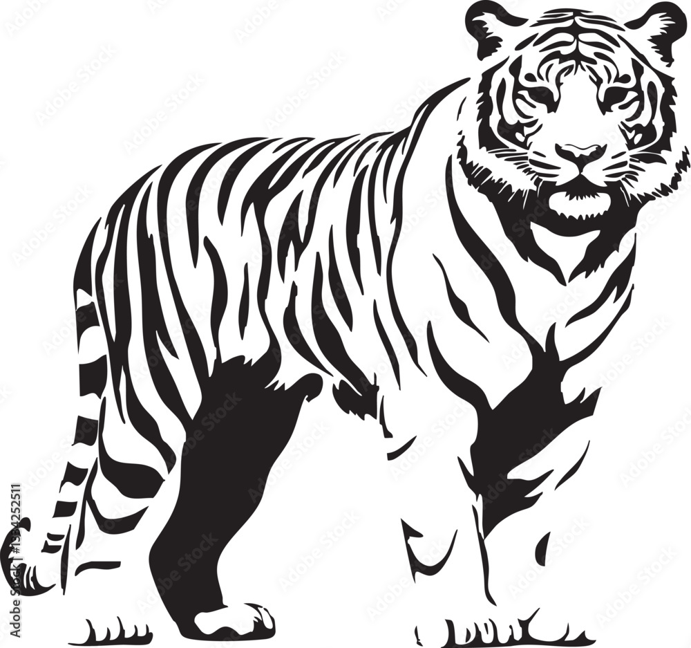 Naklejka premium closeup tiger standing. vector