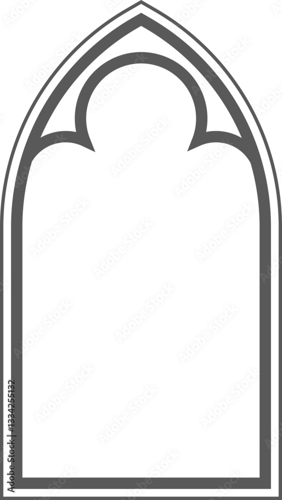 Church gothic window with arched frame and stained glass. Cathedral medieval architecture shape. Silhouette of castle door. Classic catholic interior decoration Church gothic window with arched frame and stained glass. Cathedral medieval architecture shape. Silhouette of castle door. Classic catholic interior decoration