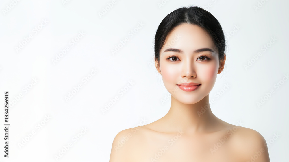 close up portrait of Asian woman with smooth skin and gentle smile, showcasing natural beauty and elegance. close up portrait of Asian woman with smooth skin and gentle smile, showcasing natural beauty and elegance.