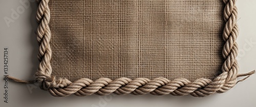 Rustic Burlap Texture with Hemp Rope Border.