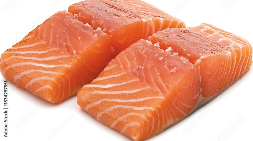 Fresh Salmon Fillets on White Background Ready for Cooking and Healthy Meal Preparation at Home Fresh Salmon Fillets on White Background Ready for Cooking and Healthy Meal Preparation at Home