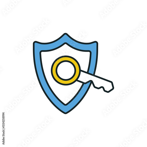 Encryption Key Icon with Shield or Padlock.