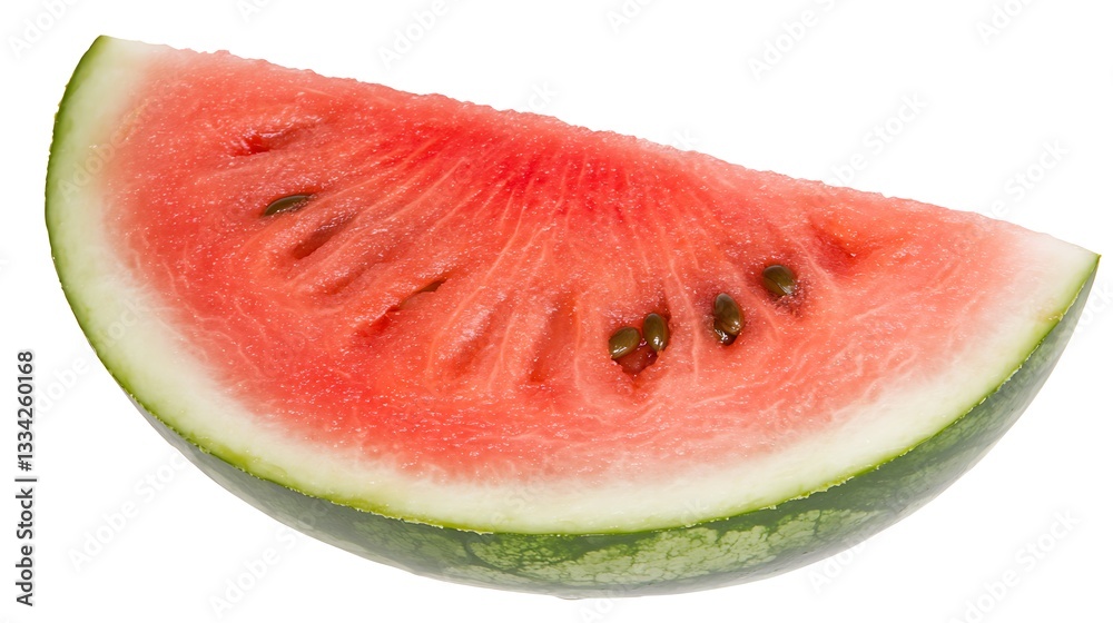 Fresh Watermelon Slice with Juicy Red Flesh and Rind Isolated on White Background for Summer Refreshment Fresh Watermelon Slice with Juicy Red Flesh and Rind Isolated on White Background for Summer Refreshment